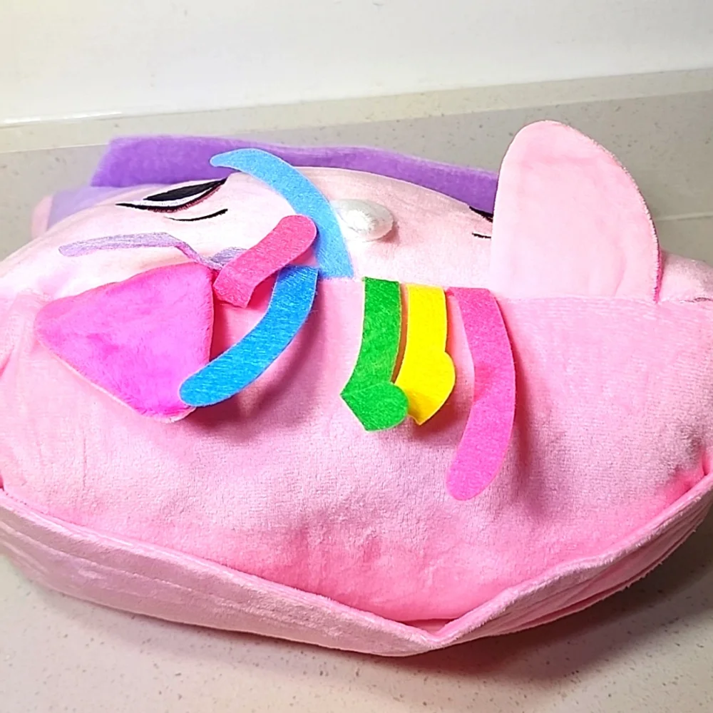 Plush Unicorn Pillow. Tablet , Book, Phone Holder. Purple And Pink NEW with Tags - Picture 7 of 9